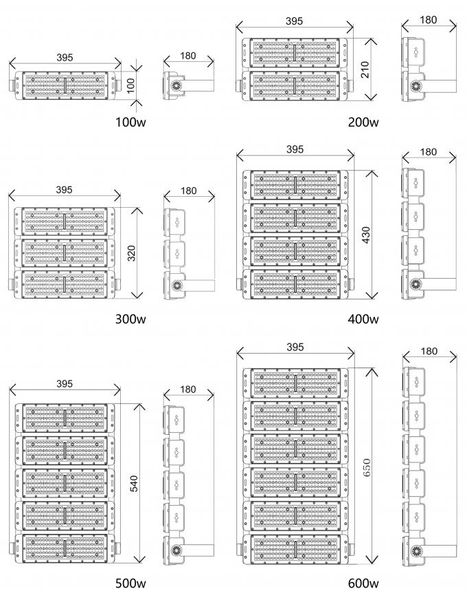 İyi Fiyat 100W Modül Fırtına Işıkları IP65 Su geçirmez Yüksek Stadyum Mast Işık Yansıtıcıları 12