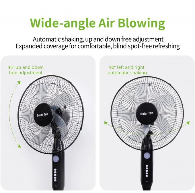 Sıcak Satış 5 bıçaklı 16 inç şarj edilebilir güneş durma fanı LED ışığı ile panel ve batarya stand taban güneş fanı 11