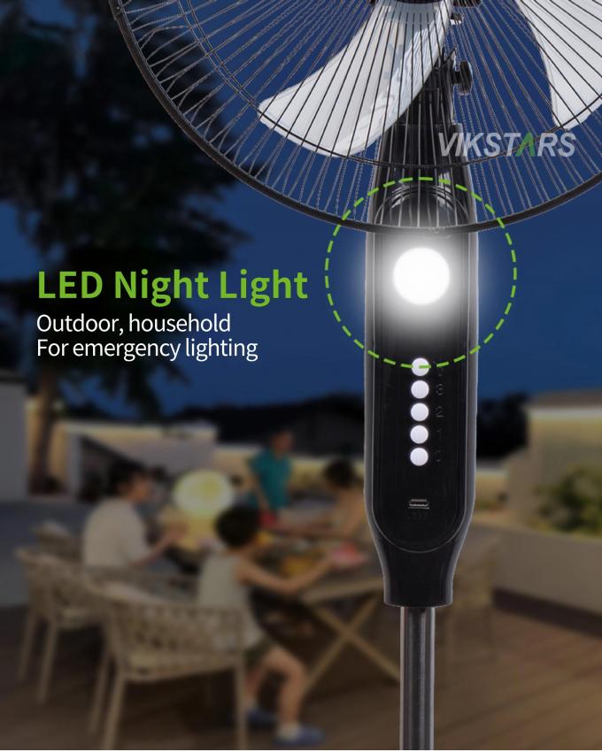 Sıcak Satış 5 bıçaklı 16 inç şarj edilebilir güneş durma fanı LED ışığı ile panel ve batarya stand taban güneş fanı 13