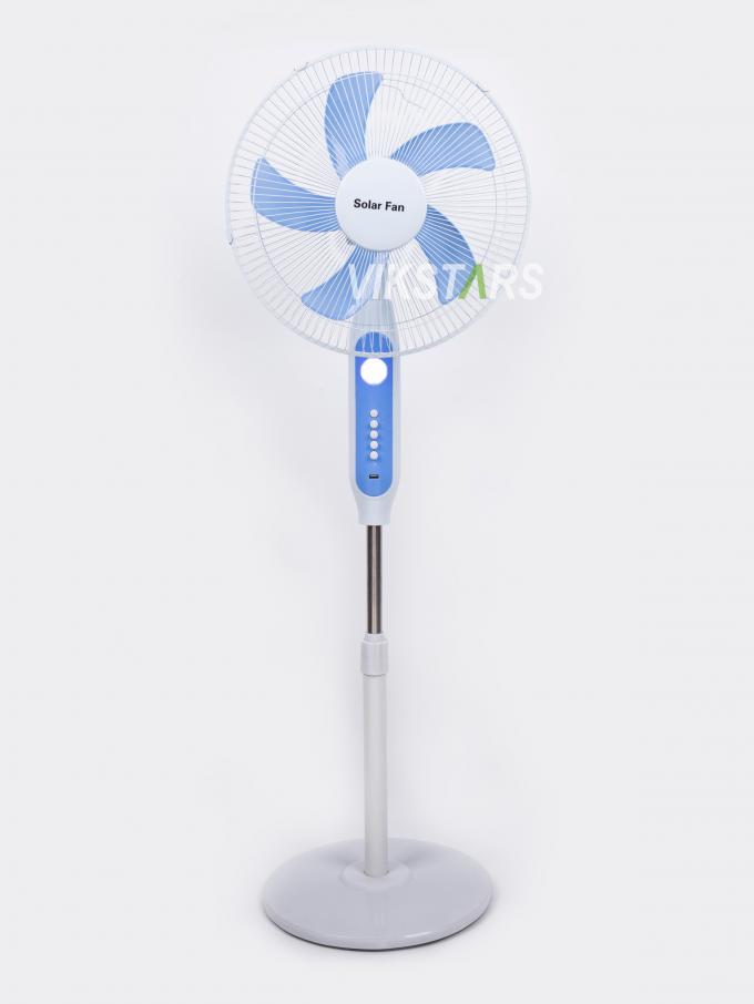 Sıcak Satış 5 bıçaklı 16 inç şarj edilebilir güneş durma fanı LED ışığı ile panel ve batarya stand taban güneş fanı 19